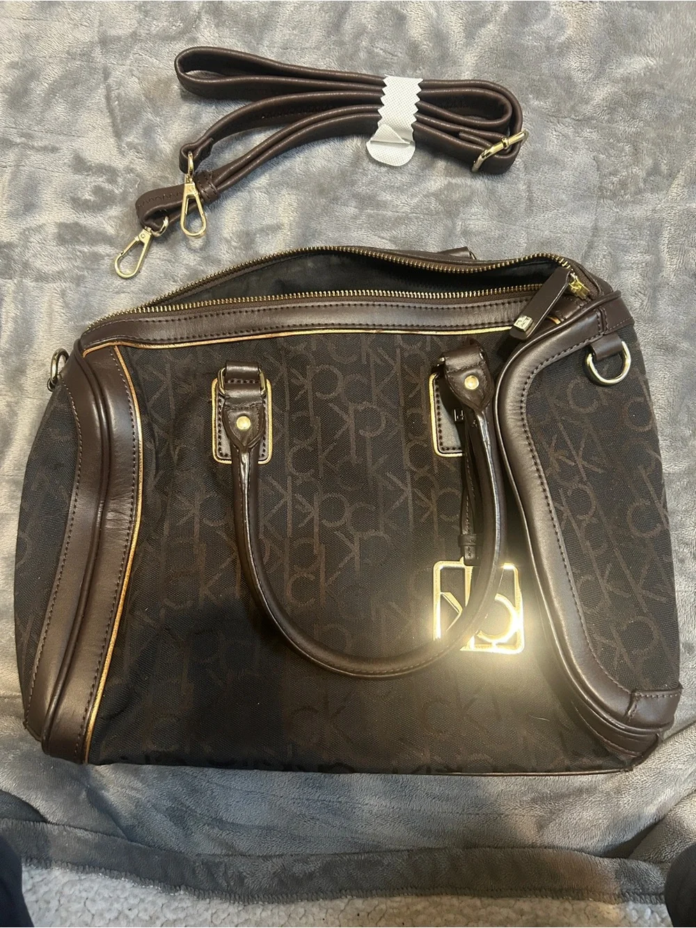 Calvin Klein Brown Monogram Satchel Bag used